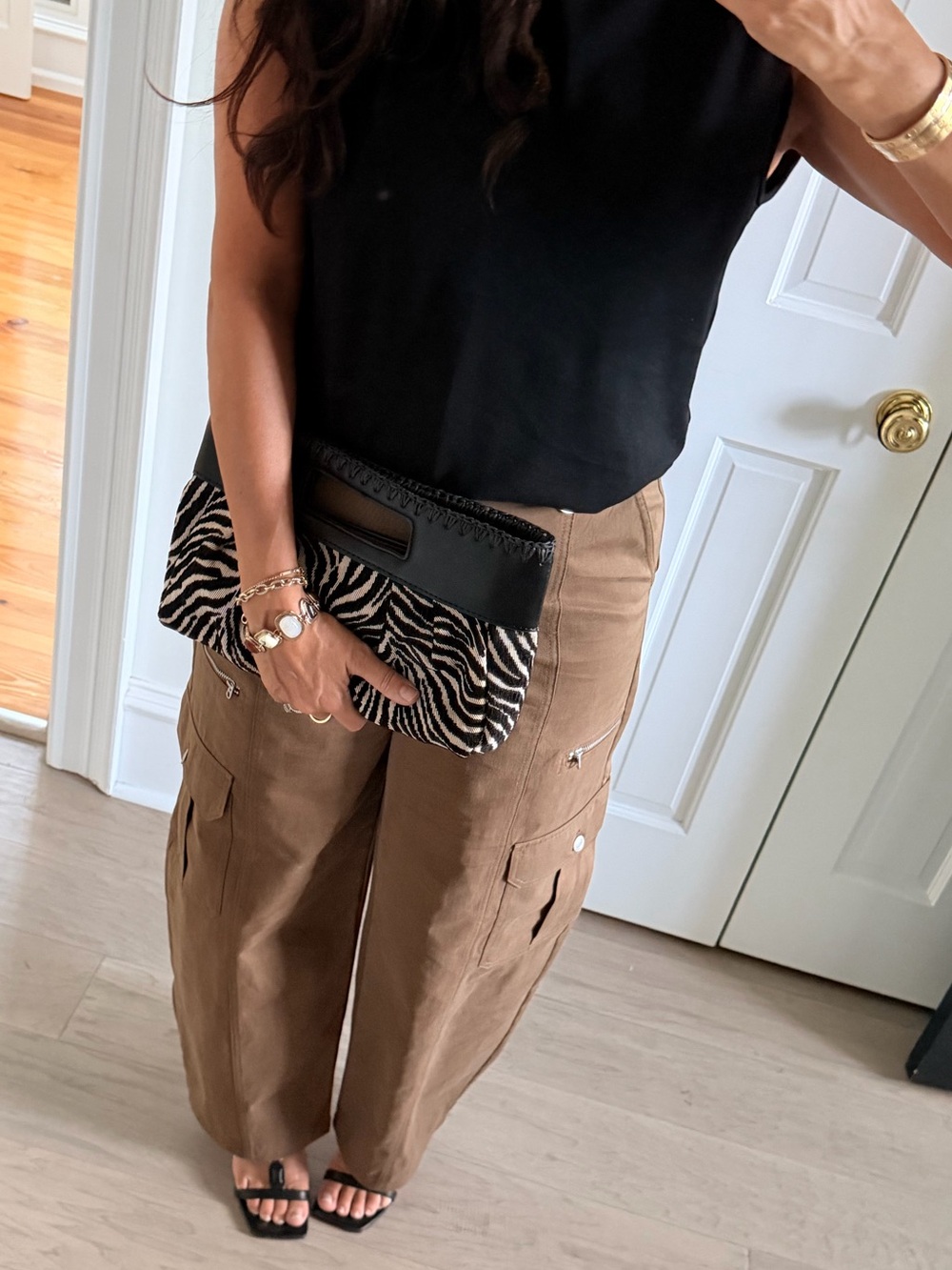 Zara Barrel Khaki Cargo Pants